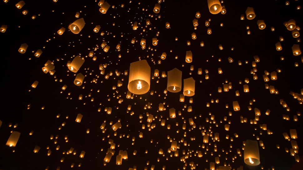 Buddhists Gather For The Floating Lanterns Ceremony