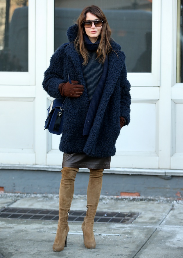 STREET STYLE: Stylist Ece Sukan, wearing suede thigh-high boots, attends Michael Kors Show at Spring Studios on February 18, 2015 in New York City. Pictured: Ece Sukan Ref: SPL964821 180315 Picture by: Christopher Peterson/Splash News Splash News and Pictures Los Angeles: 310-821-2666 New York: 212-619-2666 London: 870-934-2666 photodesk@splashnews.com 