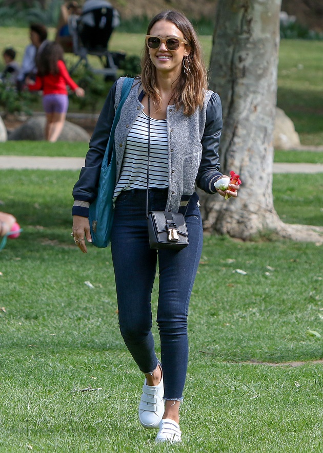 Jessica Alba had some quality time with her daughter's Honor and Haven at the park in Beverly Hills, LA.