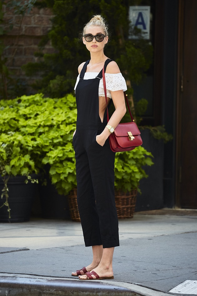 Elsa Hosk spotted wearing overalls and a crop top while out and about in NYC