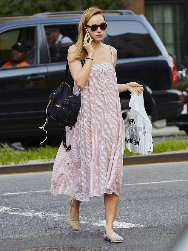 Ski Waterhouse spotted wearing a striped summer dress while out and about in NYC