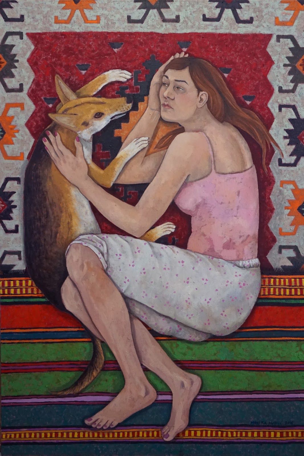 Na ćilimu, 2016., ulje na platnu, 150x100 cm