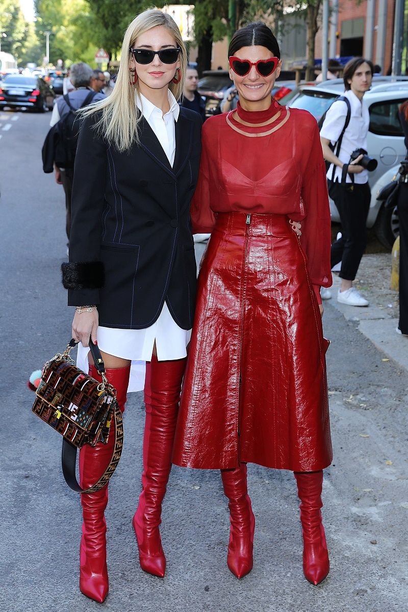 Chiara Ferragni seen arriving at Fendi Spring Summer 2018 show during Milan Fashion Week