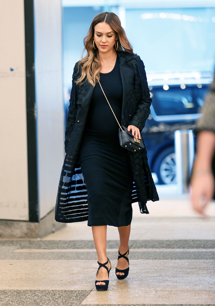 Jessica Alba out and about in New York looking very pregnant