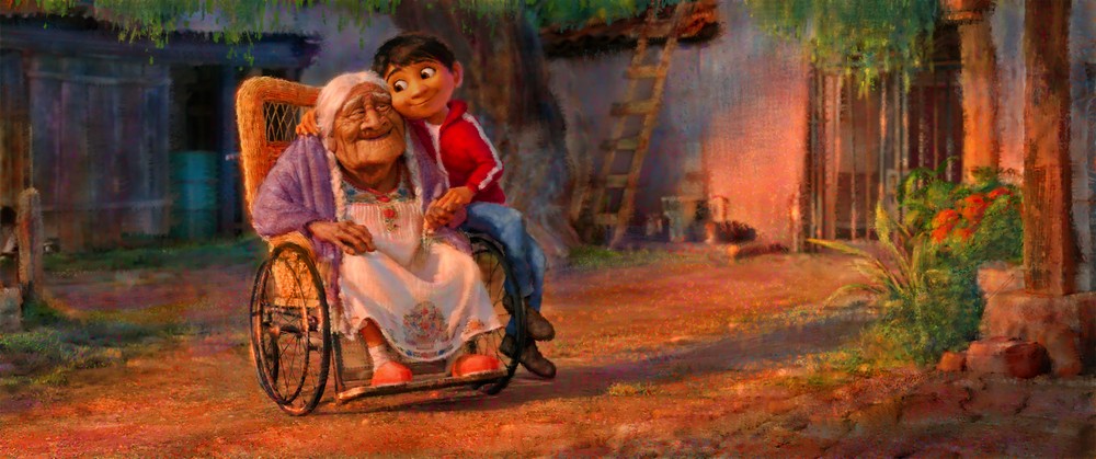 FAMILY TIES — In Disney•Pixar’s “Coco,” aspiring musician Miguel (voice of newcomer Anthony Gonzalez) feels a deep connection to his great grandmother, Mama Coco. Concept art visual design by Sharon Calahan and animation by Kristophe Vergne. Directed by Lee Unkrich (“Toy Story 3”), co-directed by Adrian Molina (story artist “Monsters University”) and produced by Darla K. Anderson (“Toy Story 3”), “Coco” opens in U.S. theaters on Nov. 22, 2017. ©2016 Disney•Pixar. All Rights Reserved.