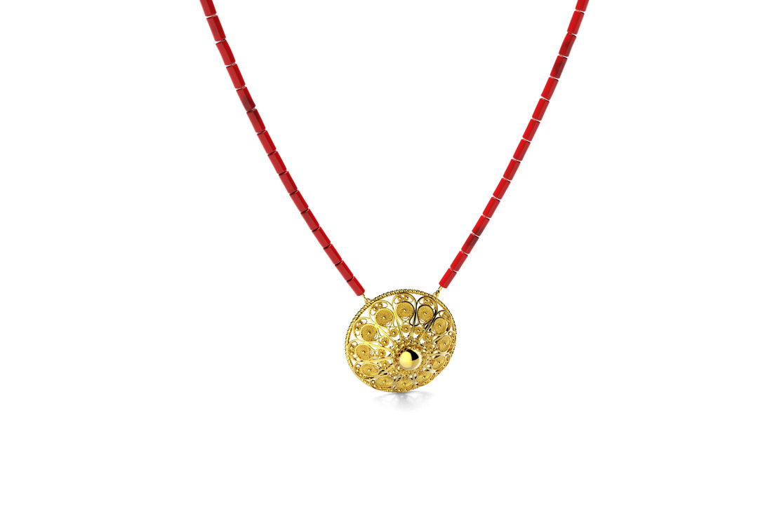 Srebrna sinjska ogrlica iz linije botuni s koraljima, redovna cijena 2190kn, s popustom 1533kn, ZAKS