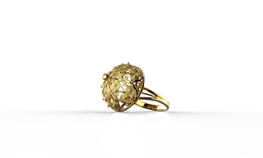 Srebrni prsten iz linije botuni, žuta pozlata, redovna cijena 440kn, s popustom 308kn, ZAKS