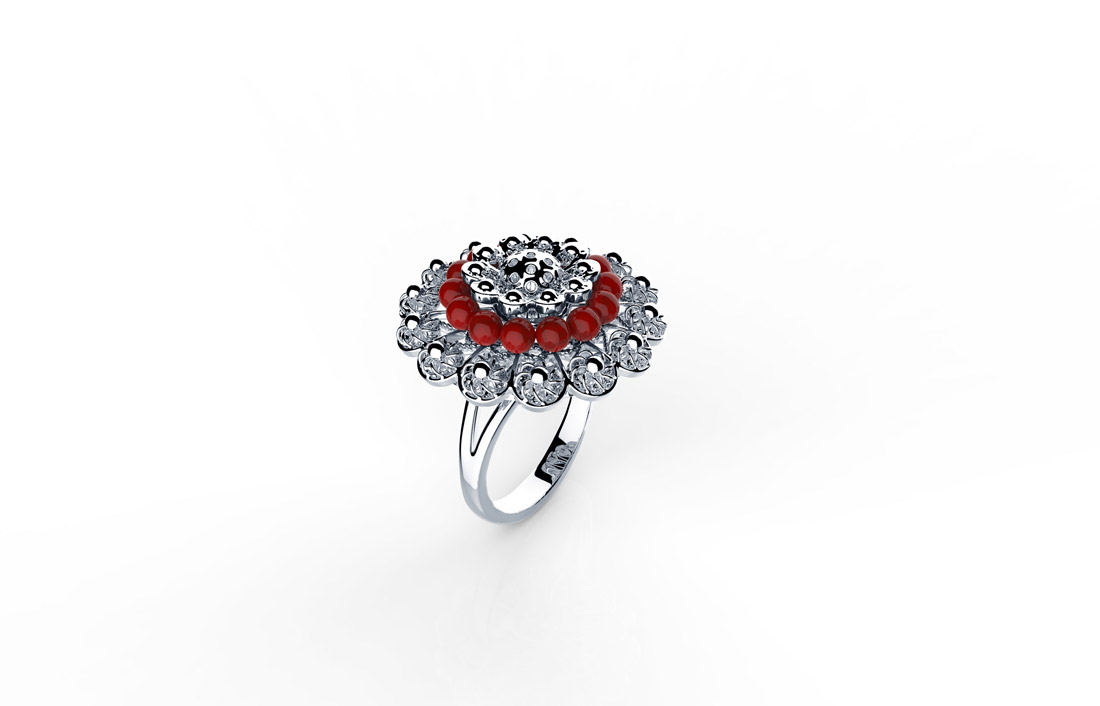 Srebrni prsten s koraljima, redovna cijena 760kn, s popustom 532kn, ARGENTUM