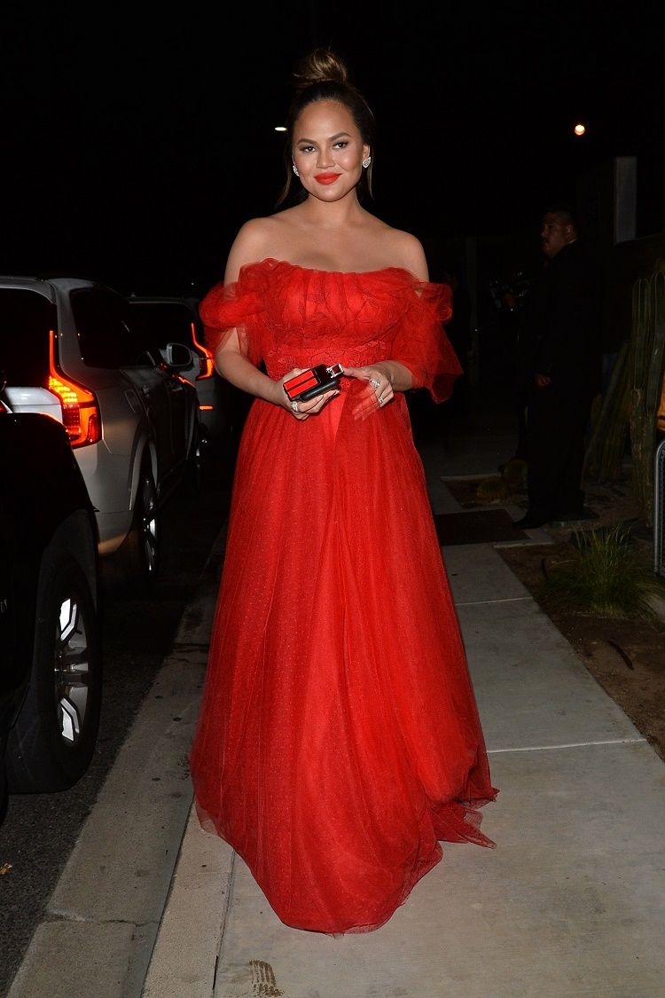Chrissy Teigen Looks Great in Red at The Baby2Baby Gala