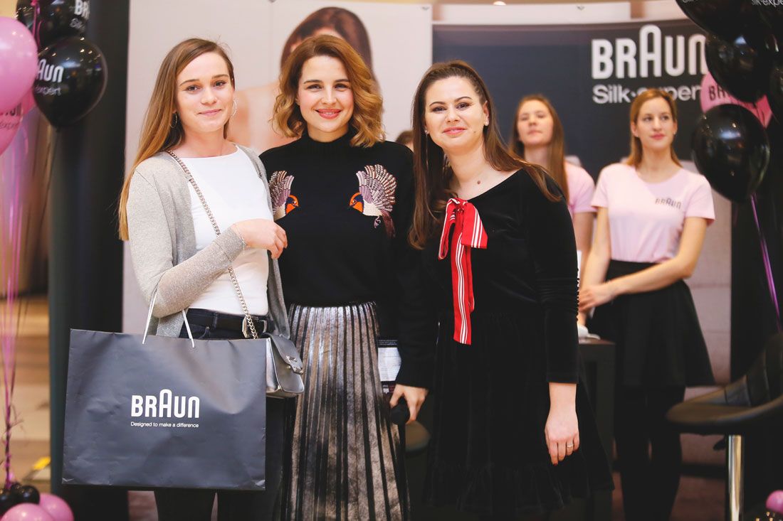 Ana Reiner, dobitnica Braun IPL uređaja,Doris Pinčić, ambasadorica za Braun IPL uređaj i Iva Puk Rusan,brand manager Brauna za Hrvatsku