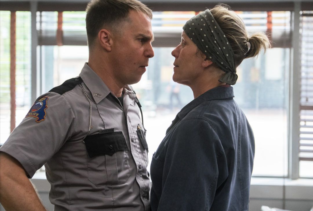 Sam Rockwell and Frances McDormand in the film THREE BILLBOARDS OUTSIDE EBBING, MISSOURI. Photo by Merrick Morton. © 2017 Twentieth Century Fox Film Corporation All Rights Reserved