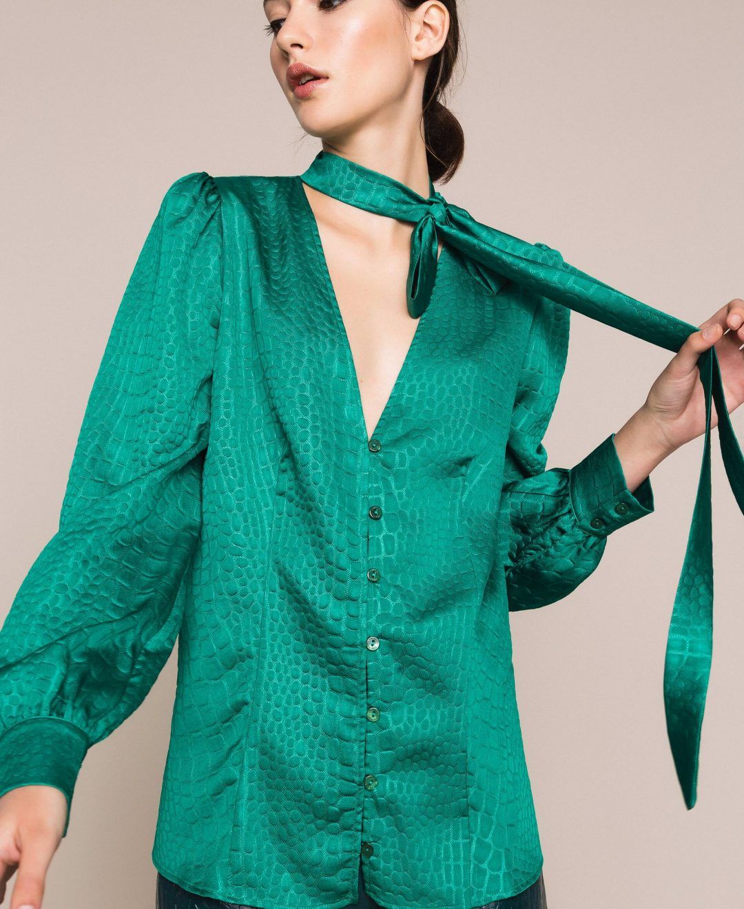 Twinset zelena bluza s mašnom 2020