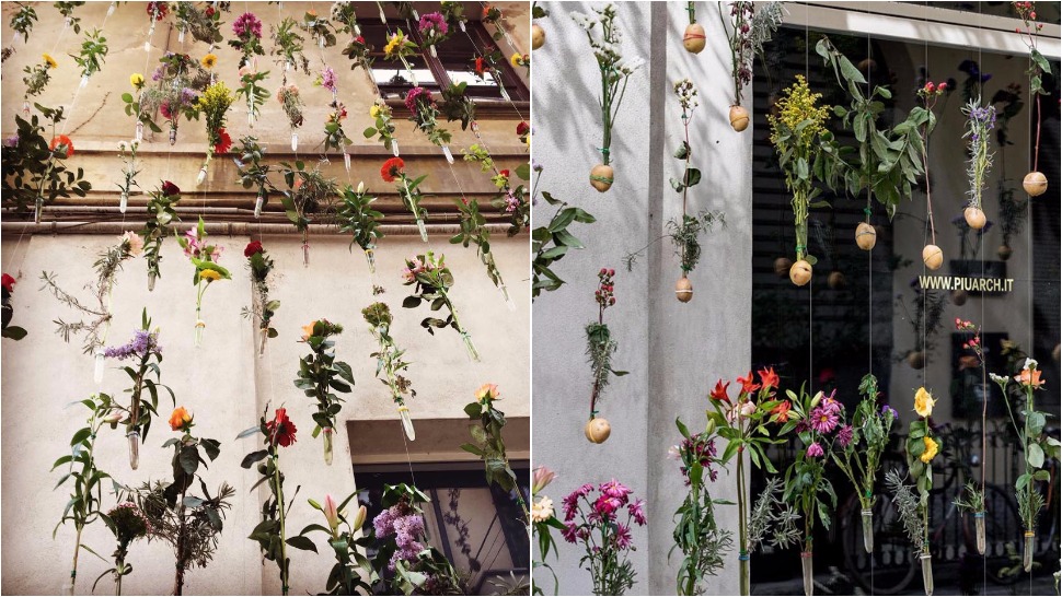 Prekrasna cvjetna instalacija na fasadi zgrade