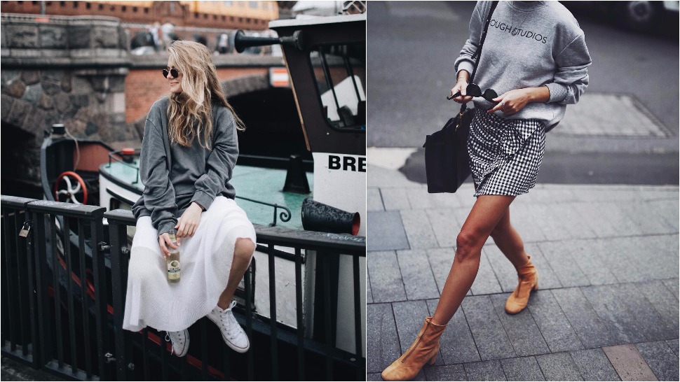Sweatshirt i suknja: savršena vikend kombinacija