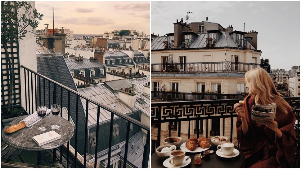 Lagano jutro u Parizu s pogledom na gradske krovove