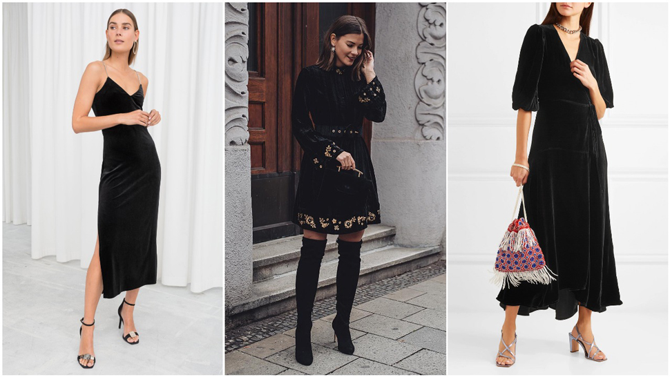 Mala crna haljina od raskošnog baršuna je savršeni izbor za sve zimske tulume