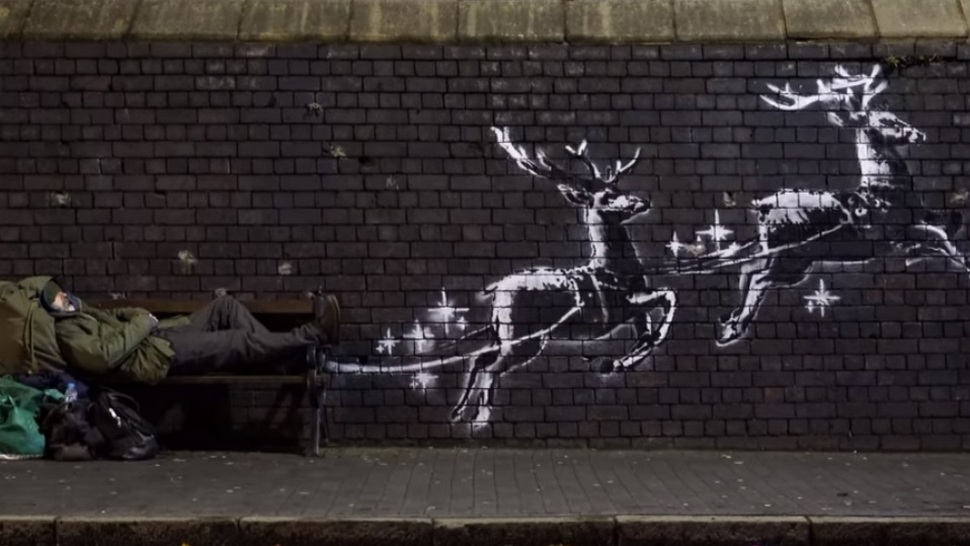 Novim, božićnim muralom Banksy je skrenuo pozornost na problem beskućništva