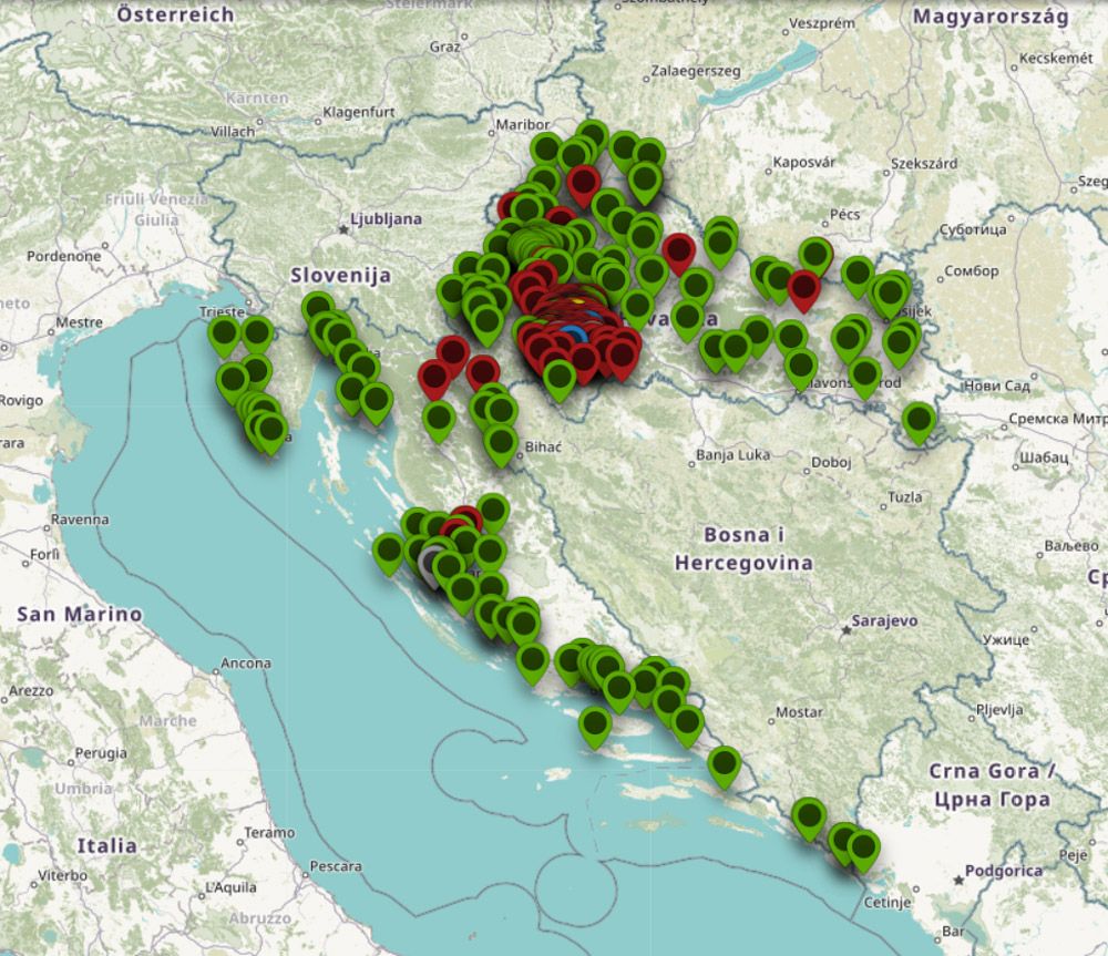 Potres 2020. mapa