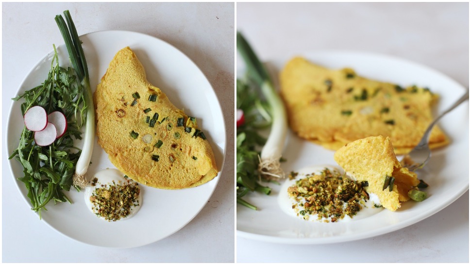 Culinary Postcards: Omlet bez jaja s mladim lukom za veganski uskrsni doručak