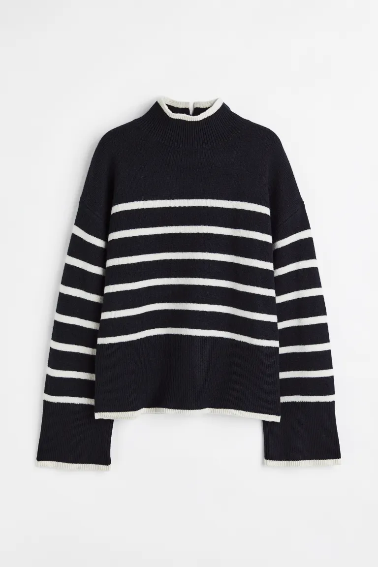 crni prugasti džemper H&M