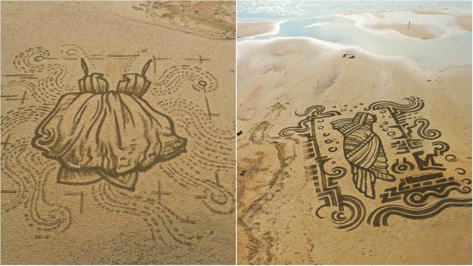 Umjetnik Nikola Faller ponovno oduševio radovima u pijesku na Ušću Neretve
