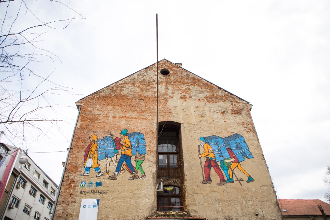 U centru Zagreba predstavljen je mural posvećen izbjeglicama