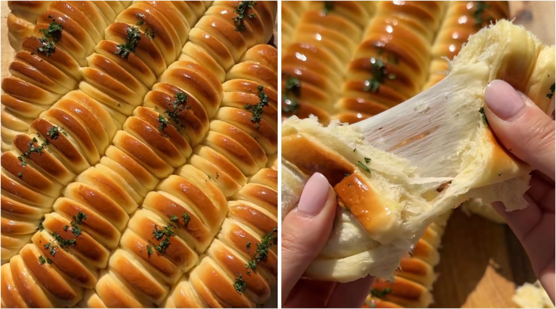 Viralni domaći kruh punjen mozzarellom – pripremljen na japanski način