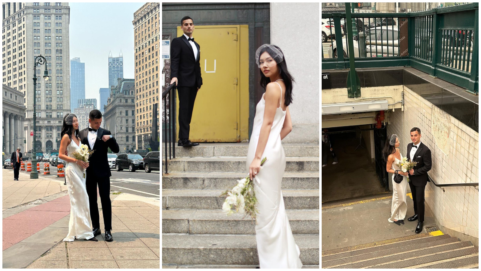 Minimalističko njujorško vjenčanje: Slip vjenčanica i crne cipele za jako chic bridal look