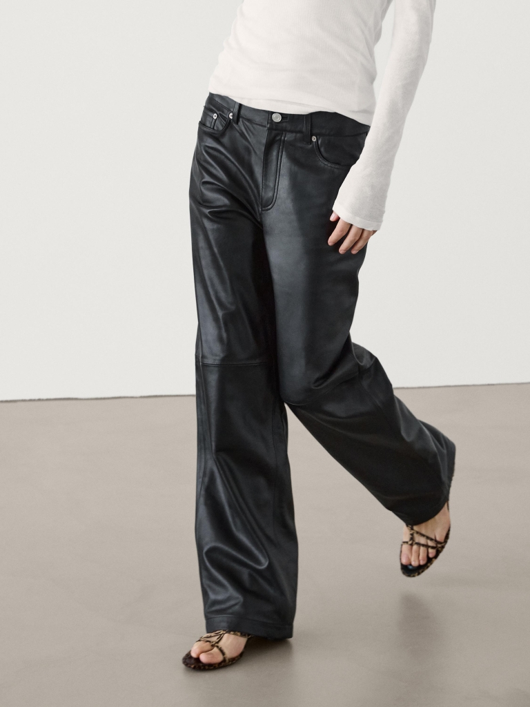 kožne hlače Massimo Dutti