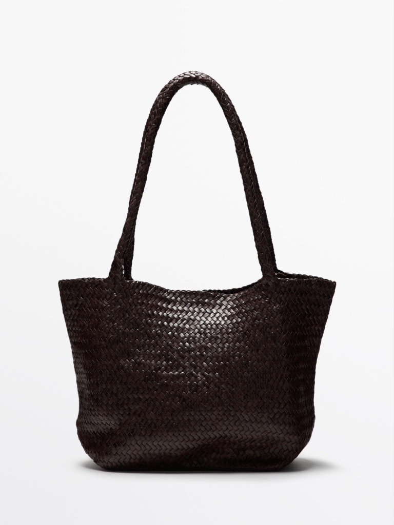 torba od ispletene kože Massimo Dutti