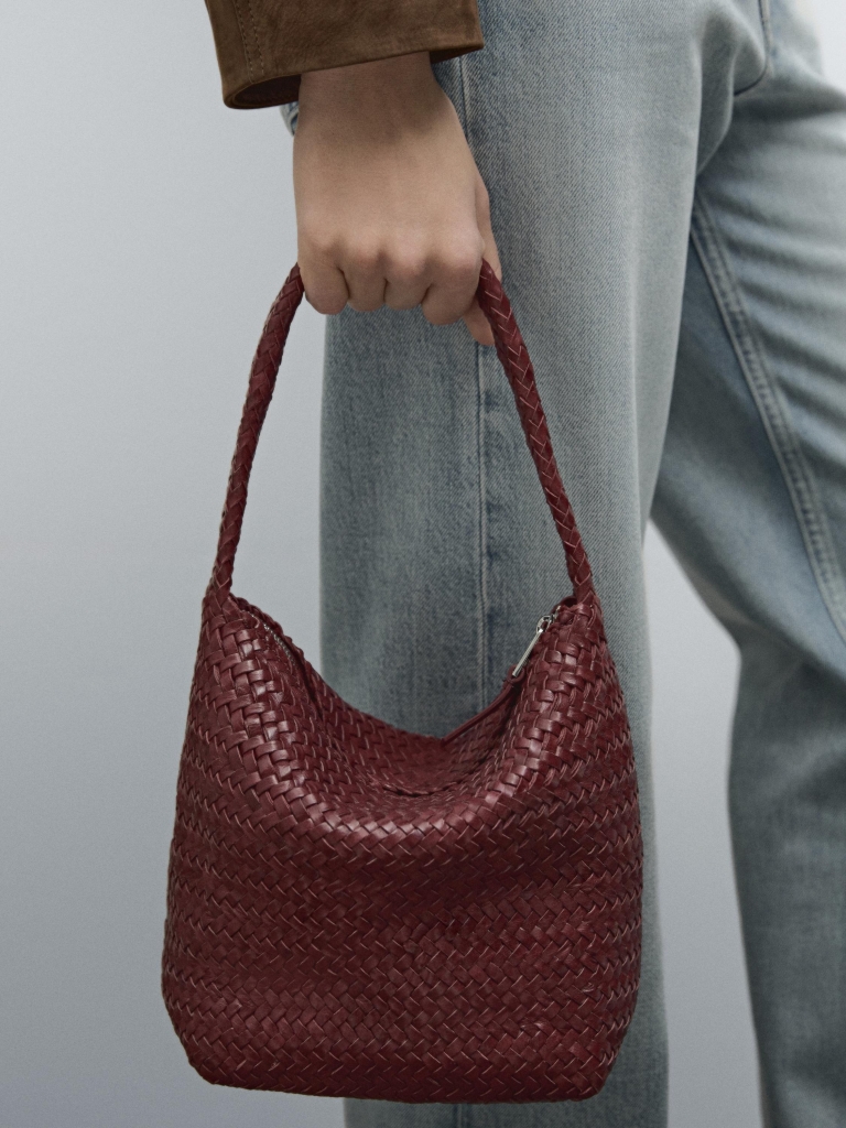 torba od ispletene kože Massimo Dutti