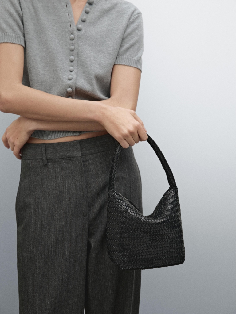 torba od ispletene kože Massimo Dutti