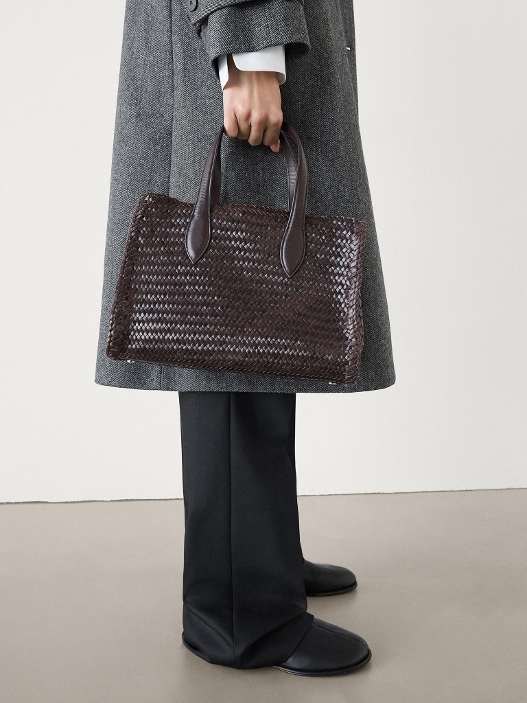 torba od ispletene kože Massimo Dutti