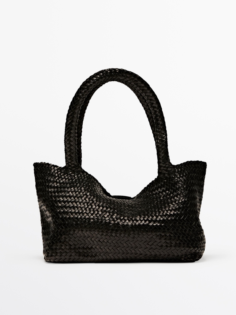 torba od ispletene kože Massimo Dutti