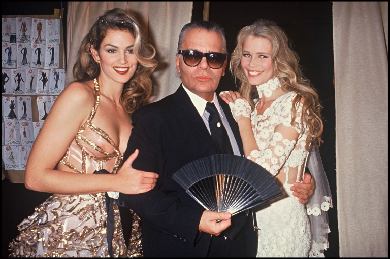 Cindy Crawford, Karl Lagerfeld i Claudia Schiffer