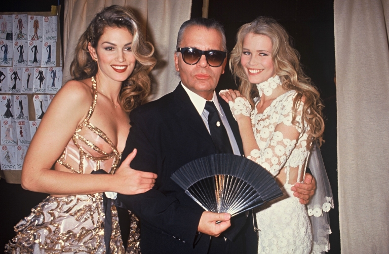 Cindy Crawford, Karl Lagerfeld i Claudia Schiffer