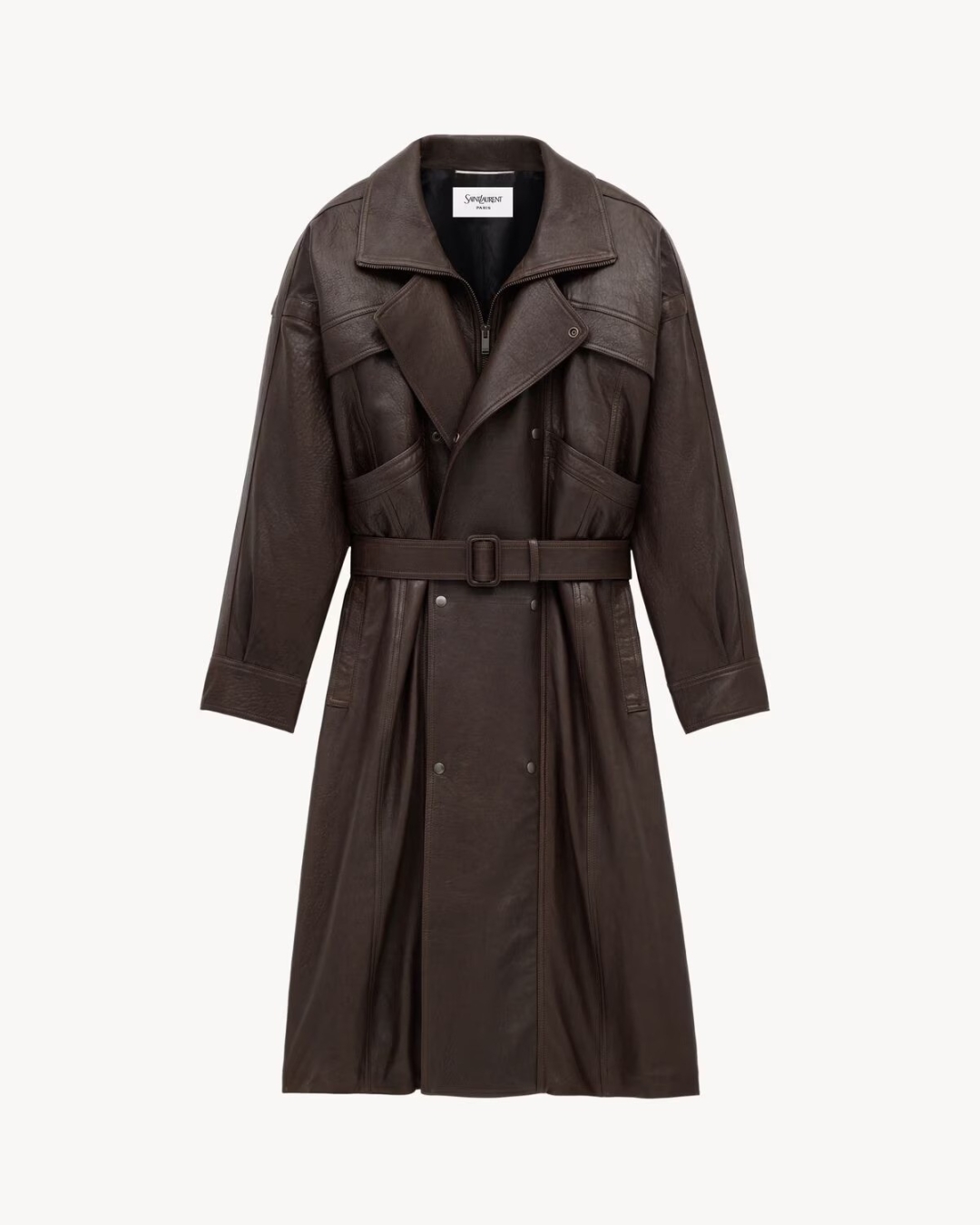 saint laurent long coat in bubbled lambskin