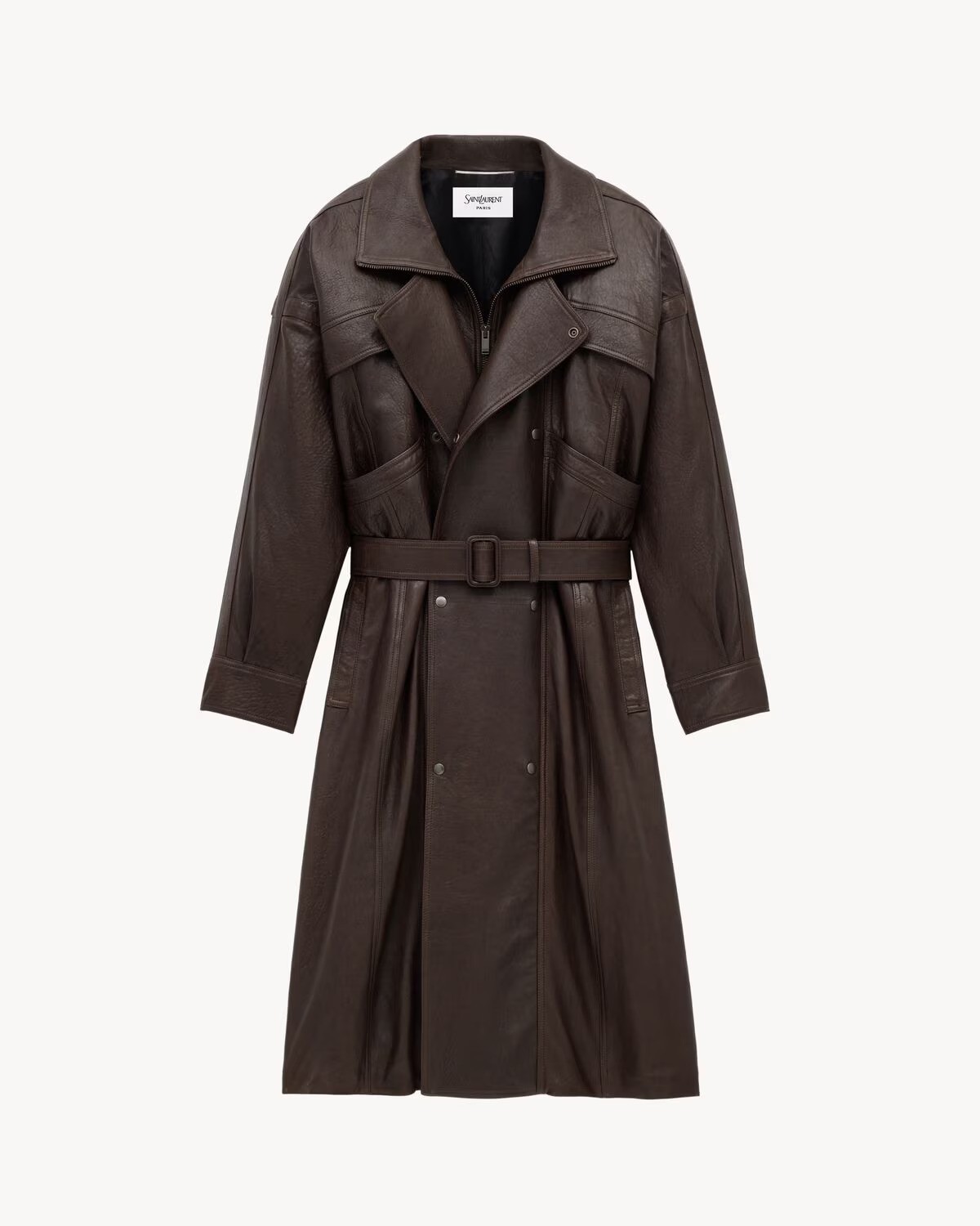 saint laurent long coat in bubbled lambskin